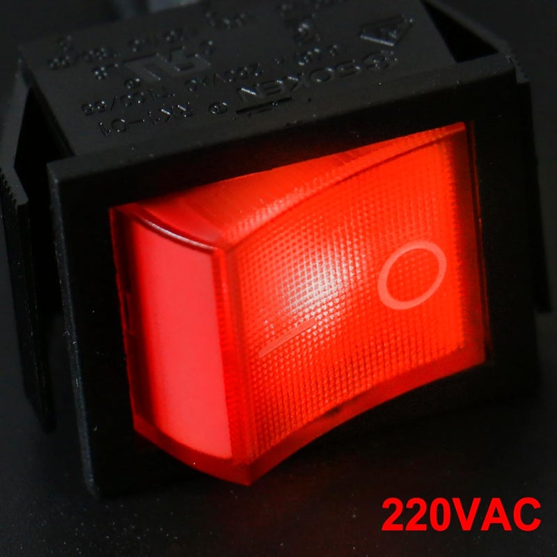 Heschen Rocker Switch ON-Off DPST 4 Terminals Red Light 16A 250VAC 2Pack - Image 5